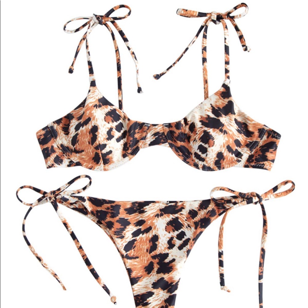 NEW Zaful Leopard Tie Side Underwire Bikini (L)